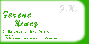 ferenc mincz business card